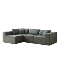 104-Inch Corduroy  Modular L Shaped Sectional Sofa,Luxury Floor Couch Set,Upholstered Indoor Furniture,Foam-Filled Compressed Sofa for Living Room,Bedroom,4 PC Free Combination