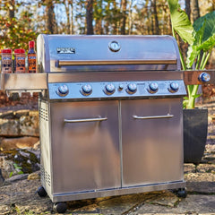 Monument Grills 77352 | Full Stainless Propane Gas Grill with Free Rotisserie Kit
