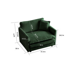 2 Seater Loveseat and Chair Set, 2 Piece Sofa & Chair Set, Loveseat and Accent Chair , 2-Piece Upholstered Chenille Sofa Living Room Couch Furniture(1+2 Seat ) ,Green Chenille