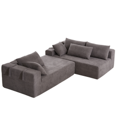 Modern Chenille Upholstered Sectional Sofa Couch Set,Modular 108' L Shaped Sectional Living Room Sofa Set With 6 Pillows,Free Combination Sofa Couch for Living Room,Bedroom(Right Chaise)W834P240002