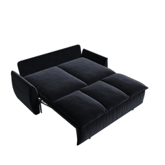 70.9' Pull Out Sofa Bed, 3-Seat Convertible Sleeper Sofa with 2-in-1 Pillow and Blanket Set,Multi-Functional Velvet Loveseat Bed,Black