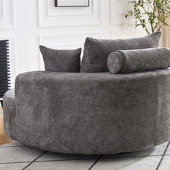 55''L Chenille Foam Single Swivel Chair, Fluffy Modern Sleeper, 360 Degree Swivel Chair for Living Room, Bedroom, Lounge and Projection Room
