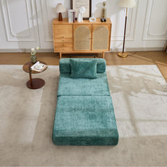 Compression Sofa,Convertible Floor Sofa Bed with Fixed-Shape Frame,Single Seater Boneless Modular Sectional Sofa,No Assembly Required,Chenille fabric,for Living Room Bedroom,Dark Green