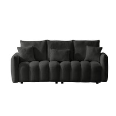 80.7 inch premium Teddy fabric sofa with 3 back pillows and 3 back cushions Solid wood frame 3 seat sofa with oversized upholstered chair for living room, bedroom, apartment and office