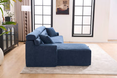 105'' Cloud Sectional Couch with L-Shape Chaise,Modern Modular Sofa with Deep Seat, Boneless Sofa for Living Room Bedroom,No Assembly Required,Blue.