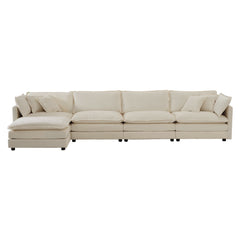 Modular Sectional Sofa for Living Room,U Shaped Couch 5 Seater Convertible Sectional Couch with 1 Ottoman ,Beige Chenille