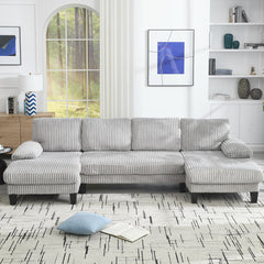 [VIDEO provided][New]U-Shaped Couch with Oversized Seat,4-Seat Sofa  with Double Chaise,Comfortable and spacious indoor furniture for Living Room,Apartment