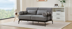 Modern Loveseat Sofa 59' Sofa Couch 2-Seater with USB Ports, Unique Cylindrical Armrests, Grey Chenille
