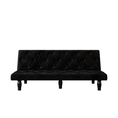 Sofa-to-Bed Evolution: 66' Black Velvet Sofa Bed Transforms Seamlessly, Ideal for Family Living Rooms, Apartments, and Bedrooms