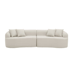 Curved Modular Sectional Sofa in Lamb's Wool Fabric, Modern Minimalist Style, Compressed (No Assembly Required), Comfy for Living Room & Bedroom - Beige