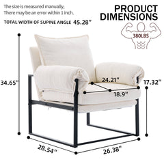 Golden Leg Adjustable Frame Sofa in Creamy White Chenille, 31.5L x 28.5W x 34.7H inches