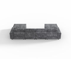 Convertible U-shaped Combination Sofa, Corduroy Fabric, Modern Comfortable Large Size 4 Seat Sofa, Living Room Double Lounge Chair , Dark Grey