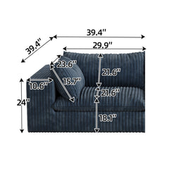 Cloud Sofa,Corduroy Fabric,Deep Seat Couches,Double-layer design,Removable  Cushion,No Assembly, DIY Combination for Living room, Bedroom,Conference room ,Apartment,Blue