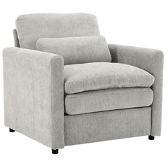 Cozy Upholstered Armchair Oversized Comfy Cloud Sofa Double Cushion Single Sofa in Light Grey Chenille, 31.9'