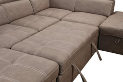 128'Sofa U Shaped Sectional Couch with Ottomans Reversible Modular Sofa 7 Seater Couch with Storage Seat,Living Room Furniture Sofa Sets with Adjustable Headrest, Brown