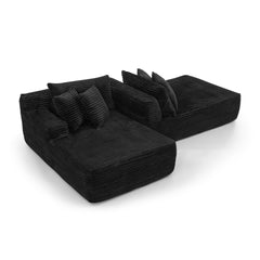 Two-seater lazy sofa lounge chair,Compressed sofa no assembly required, made of velvet fabric, fluffy modern lounge chair, used for indoor living rooms and bedrooms-Black