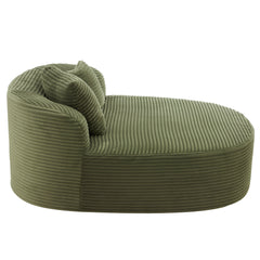 Modern Chaise Lounge Sofa Boneless Couch with Two Supportive Pillows, Green Corduroy, 51.6' Sofa Bed