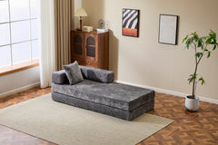 Floor Couch,Compression Sofa,Convertible Floor Sofa Bed-with Pillow Back Support Armrest,Comfy Futon Couch Lounge Sleeper Bed,Chenile fabric,for Living Room Bedroom (DARK-GREY)