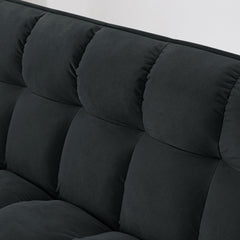 54.33 inch versatile foldable sofa bed in 3 lengths, modern sofa sofa sofa velvet pull-out bed, adjustable back (BLACK)