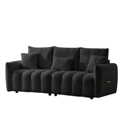 80.7 inch premium Teddy fabric sofa with 3 back pillows and 3 back cushions Solid wood frame 3 seat sofa with oversized upholstered chair for living room, bedroom, apartment and office