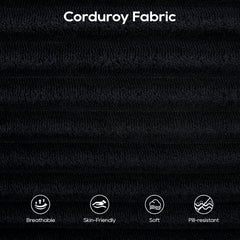Loveseat Sofa Bed with Memory Foam & Steel Frame - Convertible 2-in-1 Design, Black Corduroy, No Assembly