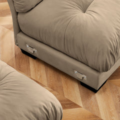 Super Comfort Oversized Modular Velvet Sectional Sofa with Movable Ottoman, Camel, Convertible L Shaped Couch for Living Room
