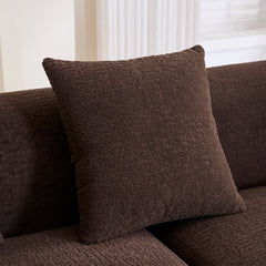 Compression Sponge L-Shape Sectional Sofa with Curved Chaise, Brown Modular Chenille Couch No Assembly Required, 30D High-Density for Living Room Bedroom Apartment Lounge.