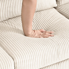 L-Shaped Sofa with Padded Corduroy: Multi-functional Design, Modern Luxury Appearance - Ideal for Living Rooms, Apartments - Easy Assembly & Maintenance,off-white