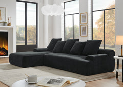 110.25x67'' Modern Upholstered L-Shape Sectional Sofa Couch, Modular Compressed Sofa with Free Combination for Living Room Bedroom, Melange Velvet, Black