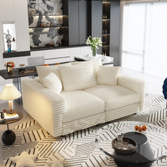 82.7 ' Plush Corduroy 3-Seat Sofa,Modern Comfy Upholstered Sofa Cloud Couch,Deep Seat Couches with Soft Pillows,Convertible Deep Seat Sofa Lounge Chair for Living Room Bedroom,Apartment,Office,Beige