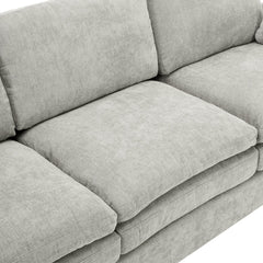 Cozy Upholstered Armchair Oversized Comfy Cloud Sofa Double Cushion Single Sofa in Light Grey Chenille, 31.9'