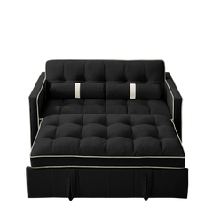 Modern 55.5' Pull Out Sleep Sofa Bed 2 Seater Loveseats Sofa Couch with side pockets, Adjsutable Backrest and Lumbar Pillows for Apartment Office Living Room