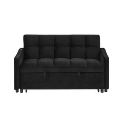 Loveseats Sofa Bed with Pull-out Bed,Adjsutable Back and Two Arm Pocket,TypeC and USB Charging with Copper nail,Black (47'x53'x31')