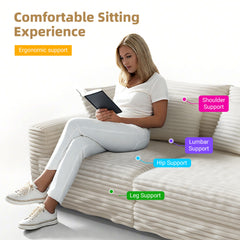 82.7 ' Plush Corduroy 3-Seat Sofa,Modern Comfy Upholstered Sofa Cloud Couch,Deep Seat Couches with Soft Pillows,Convertible Deep Seat Sofa Lounge Chair for Living Room Bedroom,Apartment,Office,Beige