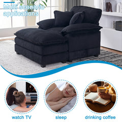 56.3 Inch Corduroy single sofa With  2 toss pillows and a ottoman ,Comfy Sofa- Deep Seat Couch for Living Room