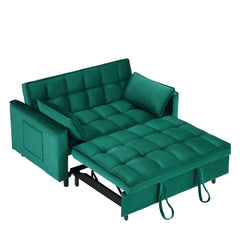 55-inch Green velvet sofa bed, elegant and convenient, with storage pockets, cleverly interpreting the three-in-one conversion