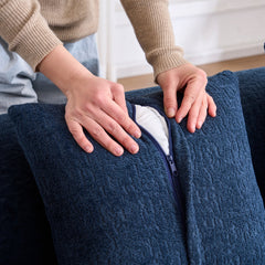 Full Compression Sponge Navy Blue Modular Chenille L-Shape Sectional Sofa with High-Density Foam,99'L, Spacious and Comfortable