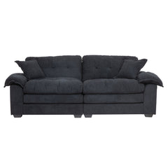 84' Chenille Sofa Small Sofa Loveseat Deep Seat Sofa Couch with 2 Throw Pillows & Memory Foam for Living Room Apartment Office Lounge-Black