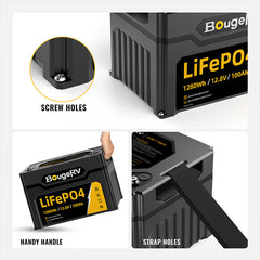 BougeRV 12V 1280Wh/100Ah LiFePO4 Battery