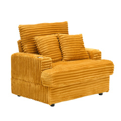 39-inch Spring upholstered armchair and Ottoman set - comfortable single sofa with cup holder and corduroy fabric, perfect for living room or bedroom