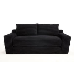 Loveseat Sofa Bed with Memory Foam & Steel Frame - Convertible 2-in-1 Design, Black Corduroy, No Assembly