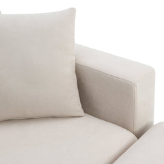 Modern Sectional Sofa with Movable Ottoman and Throw Pillows in Beige, Polyester Fabric, 101*66 inches