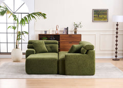 105' Modula Compression Sponge L-Shaped, Chesterfield-Inspired Design, No-Assembly Chenille Couch, 30D High-Density for Living Room, Bedroom, Apartment.Green.