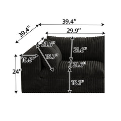 Cloud Sofa,Corduroy Fabric,Deep Seat Couches,Double-layer design,Removable Cushion,No Assembly, DIY Combination for Living room, Bedroom,Conference room ,Apartment,Black