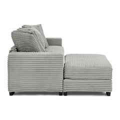 Corduroy Tufted Upholstered Sleeper Sectional Sofa, L-Shaped Modular Convertible Sofa , Can freely change the position of the footrests-Gray(Assembly is required)