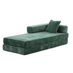 Floor Couch,Compression Sofa,Convertible Floor Sofa Bed-with Pillow Back Support Armrest,Comfy Futon Couch Lounge Sleeper Bed,Chenille fabric,for Living Room Bedroom (dark green)