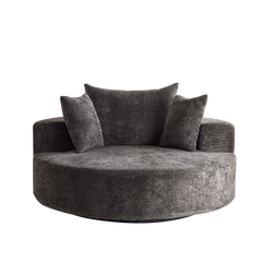 55''L Chenille Foam Single Swivel Chair, Fluffy Modern Sleeper, 360 Degree Swivel Chair for Living Room, Bedroom, Lounge and Projection Room