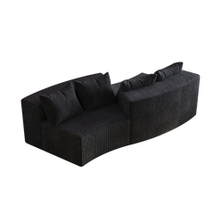 Corduroy curved sectional sofa with four pillows,Curved Symmetrical Modular Semi Circular Sofa Sectional for bedroom, living room, office for leisure or nap, reading room, and lobby(Two modules)