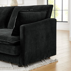 Modern Home Living Room L-Shaped Sectional Sofa Couches with Ottoman, Convertible Oversized 4 Seater Couch Towel Fabric, Black