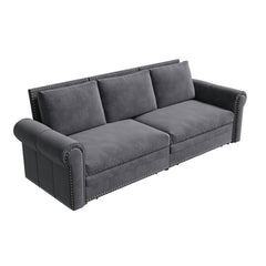93.7 ' King Pull Out Sofa Bed, Chesterfield Sofa, 3-in-1 Velvet Convertible Sleeper Sofa with Nailhead Trim & Rolled Arm, Multi-Functional Sofa Bed for Living Room, Bedroom, Apartment, Office